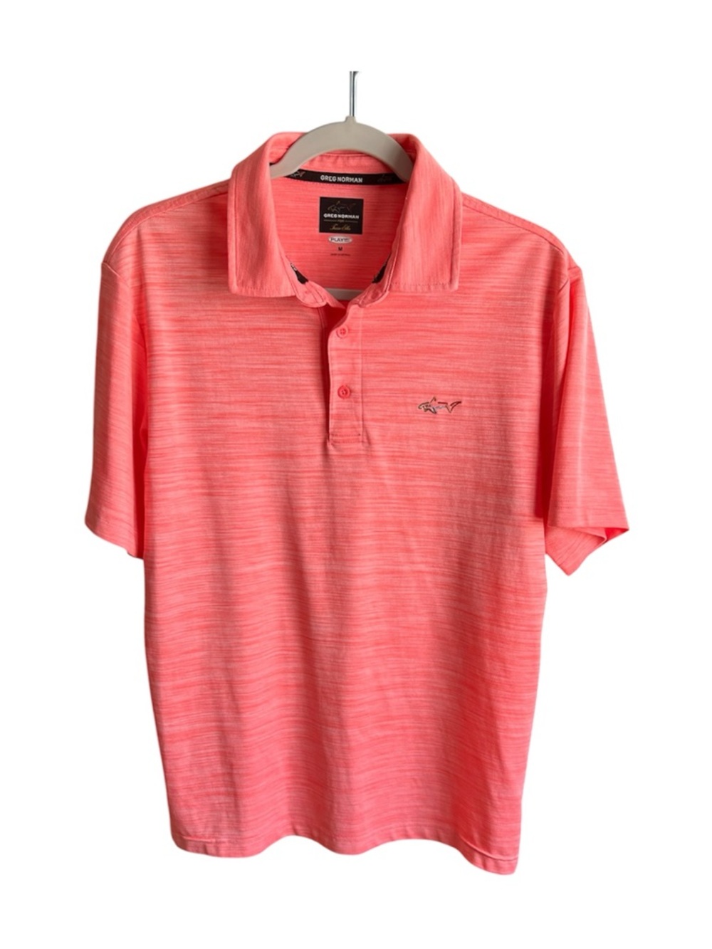 Greg Norman for Tasso Elba  Men’s Coral Heathered Performance Polo